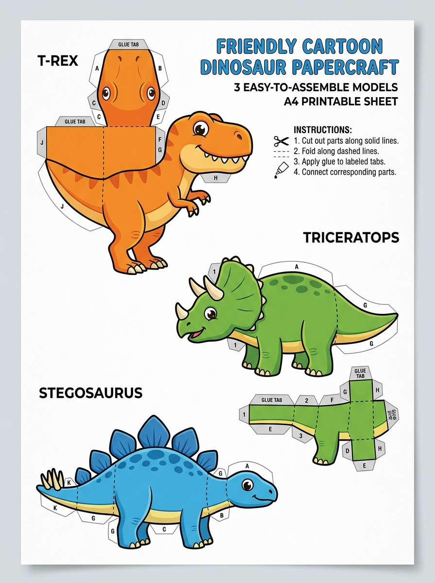 Dinossauros divertidos para montar em casa